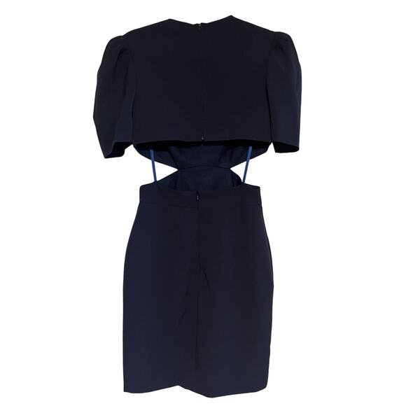 Ieena for Mac Duggal Cutout Waist Puff Sleeve Mini Dress Black Size 2 - Picture 5 of 9